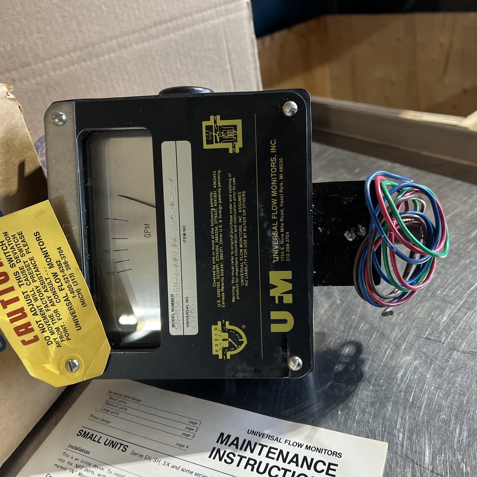 Ufm SN-MSF5GM-4-60V.86-7WR-ID-1.5D Variable Area Flow Meter 1-5gpm 1/2in Npt Nos