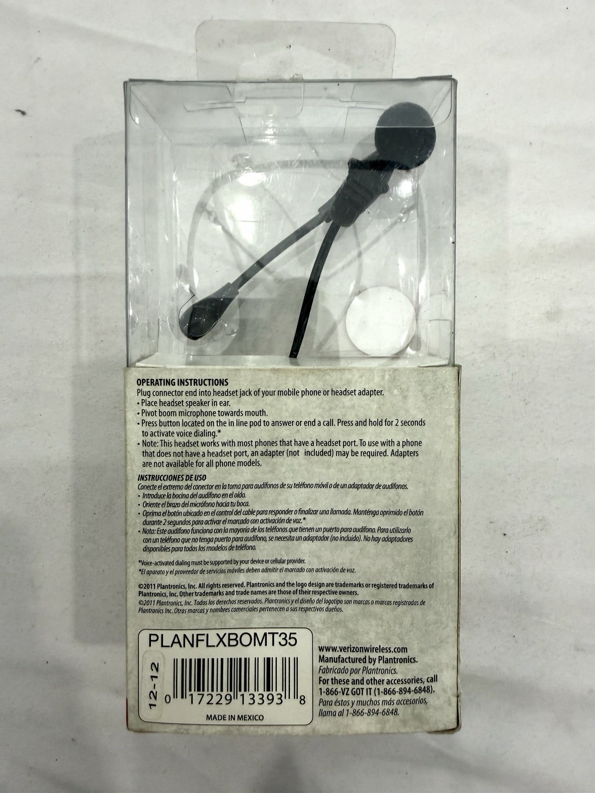 Verizon PLANFLXBOMT25 Plantronics Flex Boom Headset