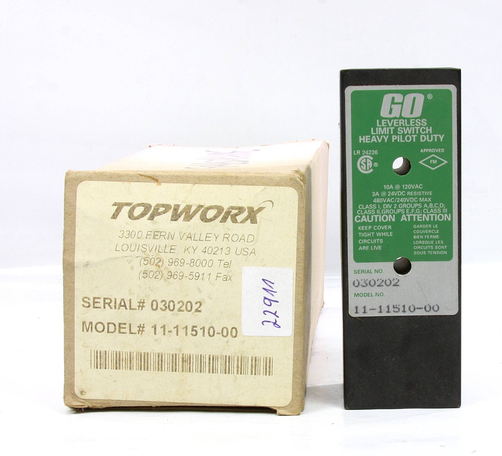 *New* Topworx Leverless Limit Switch 11-11510-00 Go Switch 120VAC