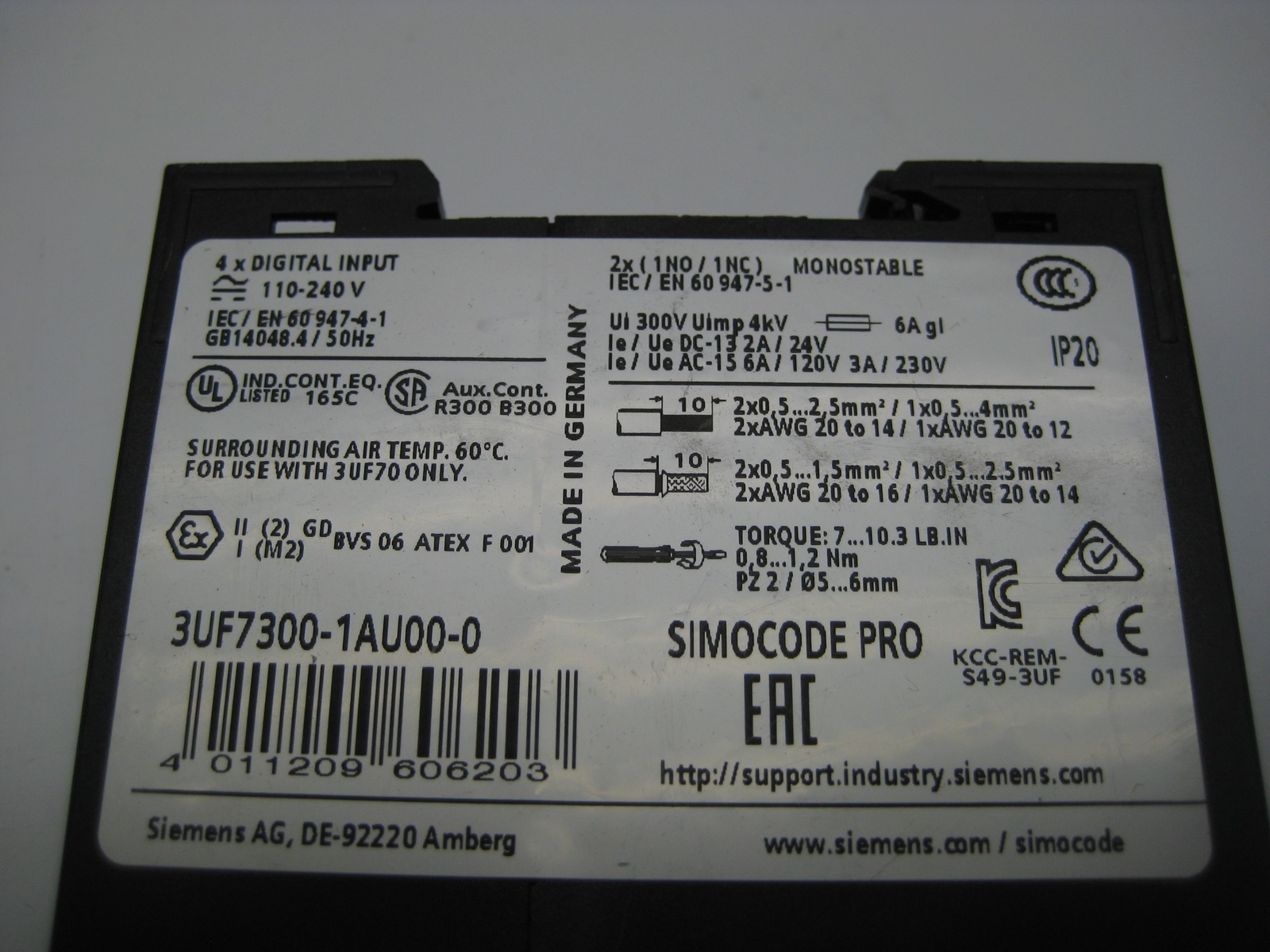 SIEMENS 3UF7300-1AU00-0 INPUT MODULE (AS PICTURED) UNMP