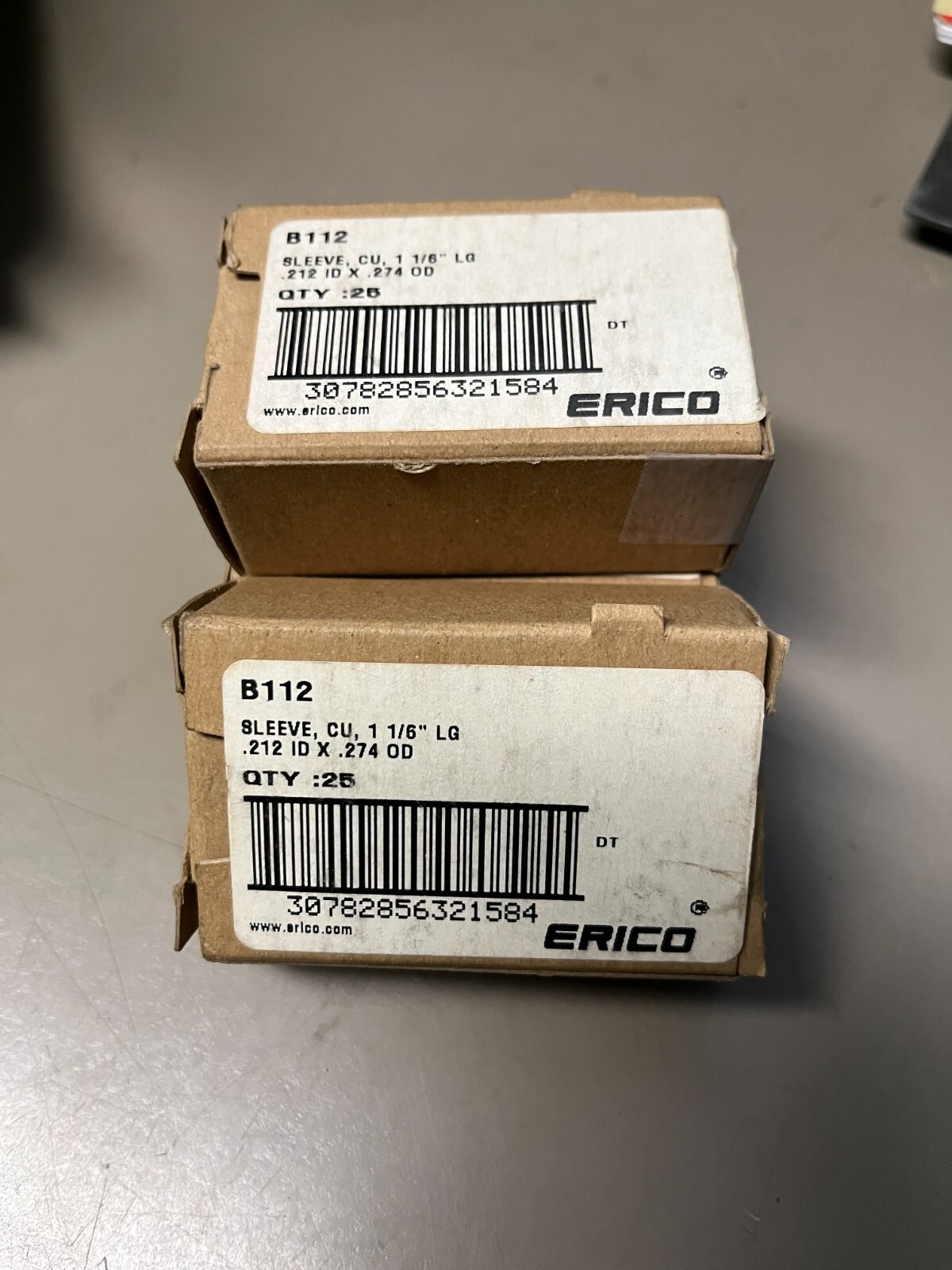 ERICO B112 CU SLEEVE 1-1/16″ LONG .212 ID X .274 OD BOX OF 25 EACH