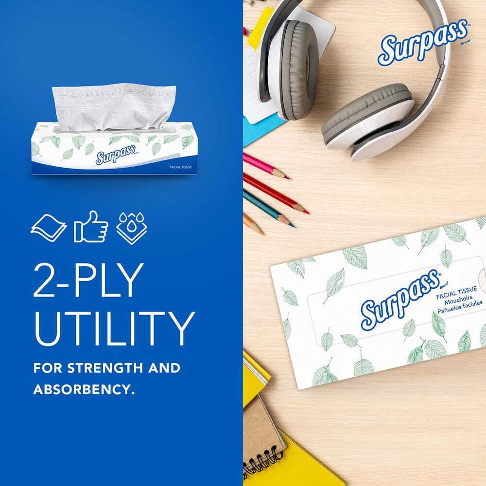 30 Boxes Scott 100 Sheet Flat Box of White Facial Tissues, 2 Ply