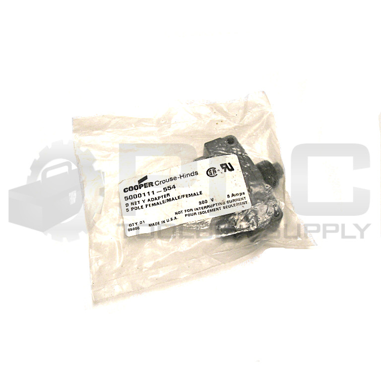 LOT OF 2 NEW COOPER 5000111-554 D NET Y ADAPTER 5 POLE FEMALE/MALE/FEMALE