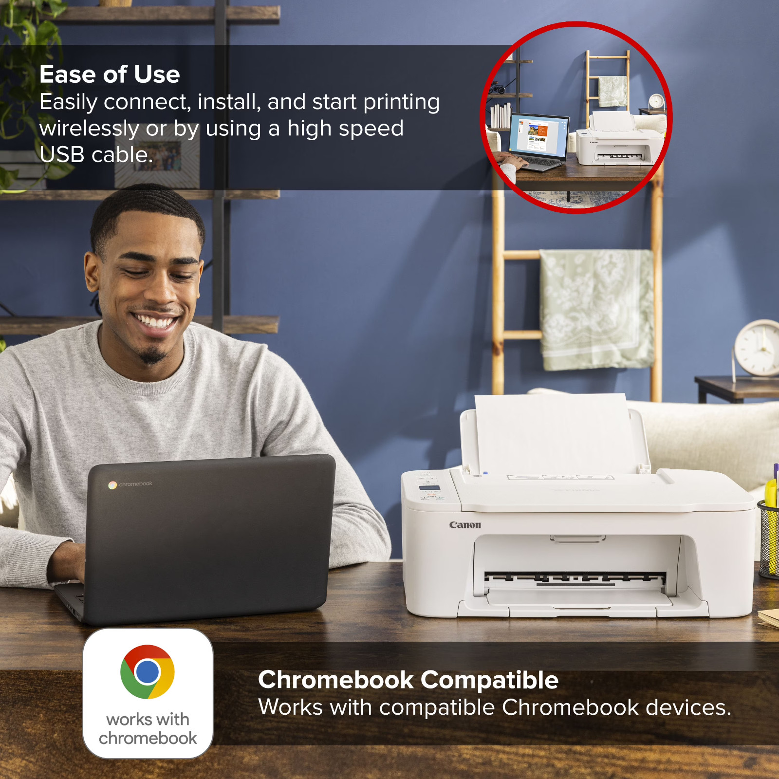Canon PIXMA TS3722 Wireless All-In-One Inkjet Printer for Home Office