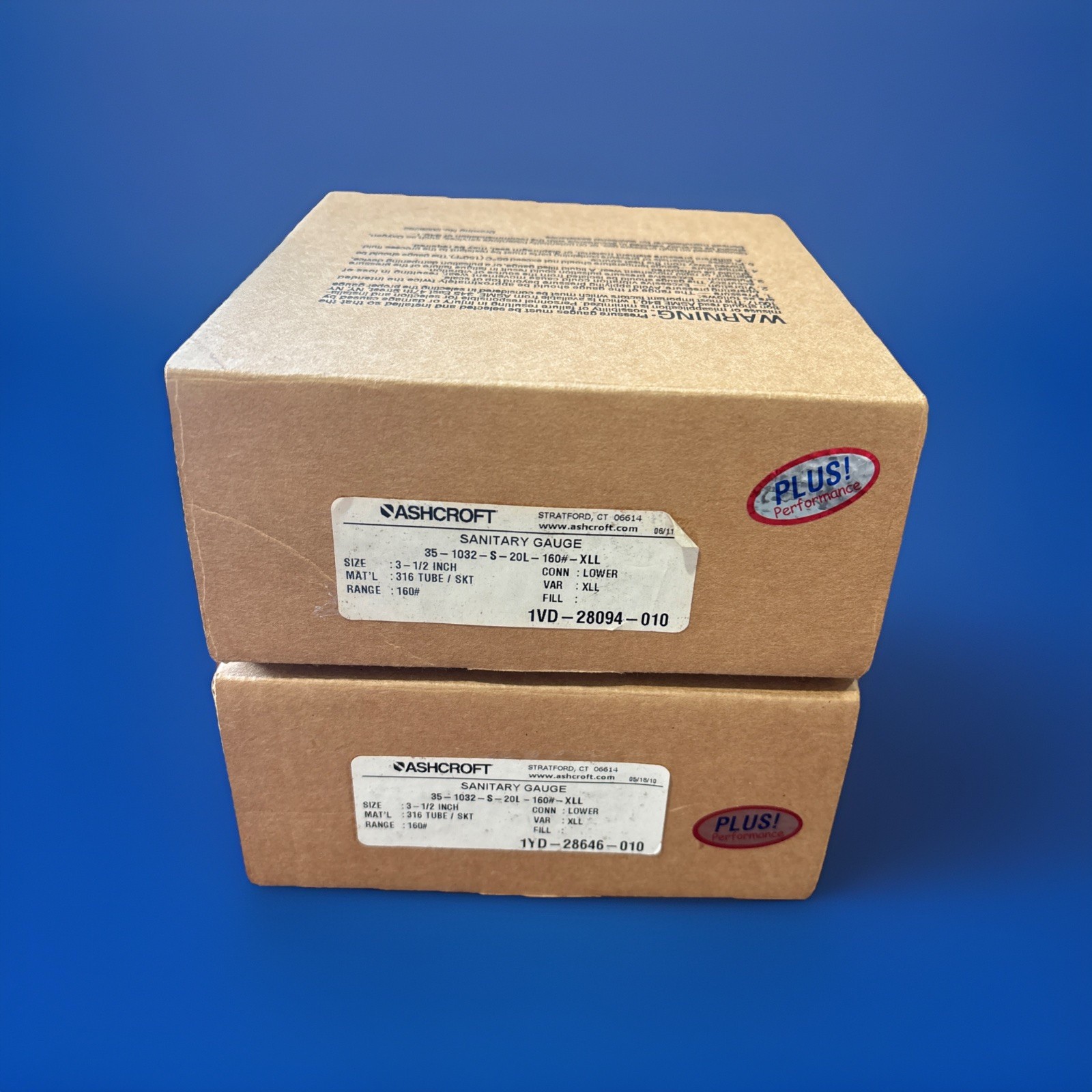 ASHCROFT Sanitary Gauge 35-1032-S-20L-160# 0-160PSI 3-1/2″ inch Dial 2 In: NEW