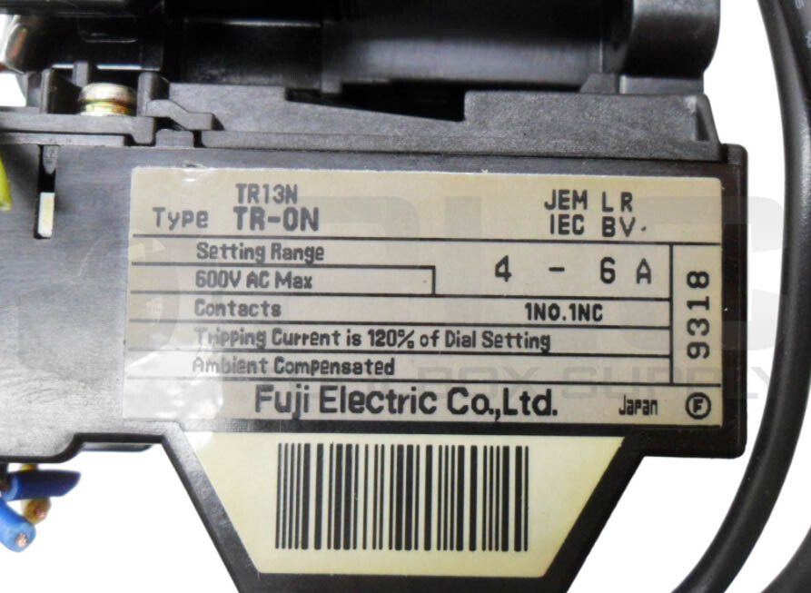 FUJI ELECTRIC SC-05 CONTACTOR 600V 13A W/ TR-0N OVERLOAD RELAY 4-6A 600VAC