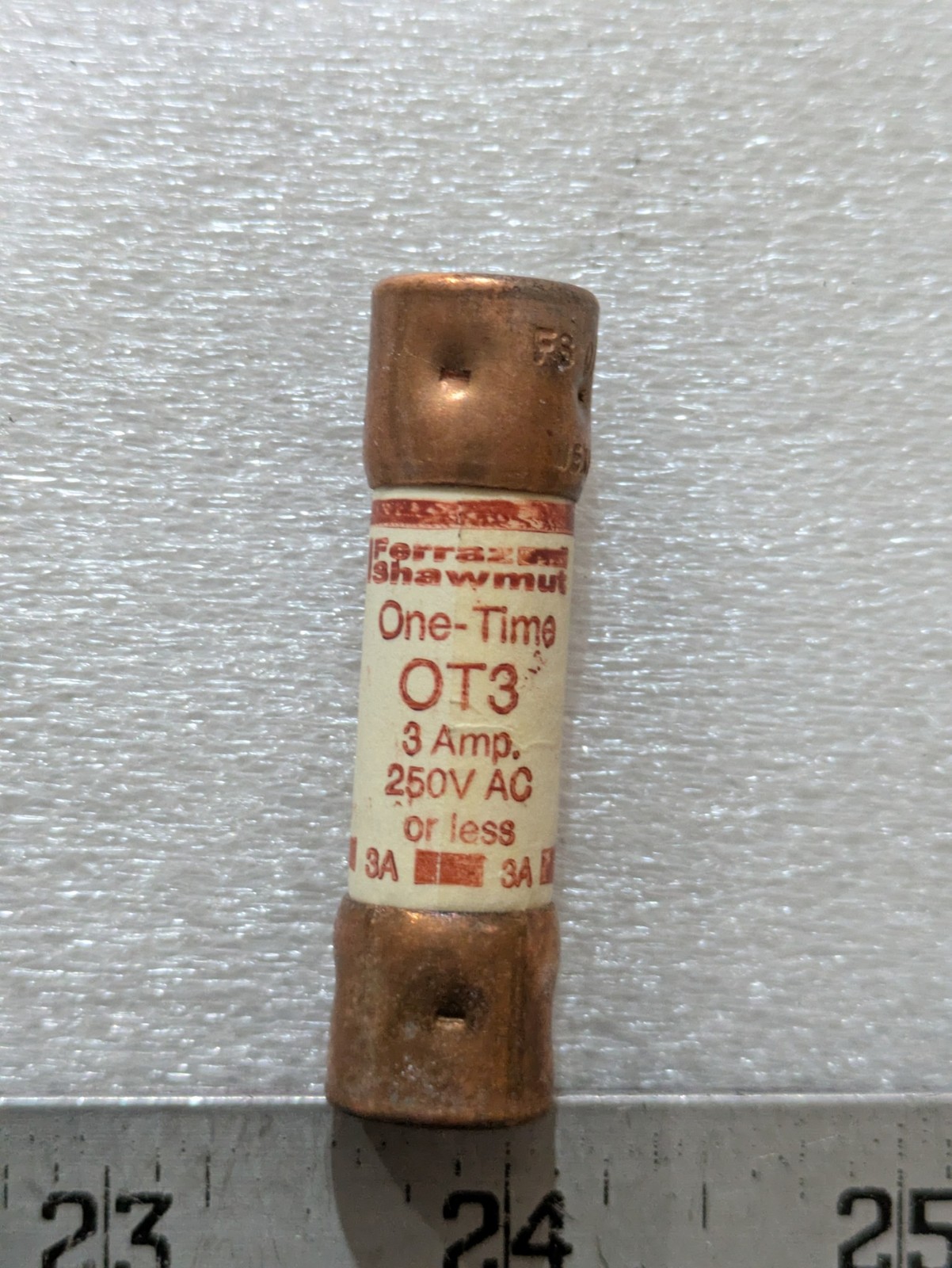 Ferraz Shawmut OT3 One-Time Fuse 3A 250VAC Class K5 Fast-Acting Industrial OEM