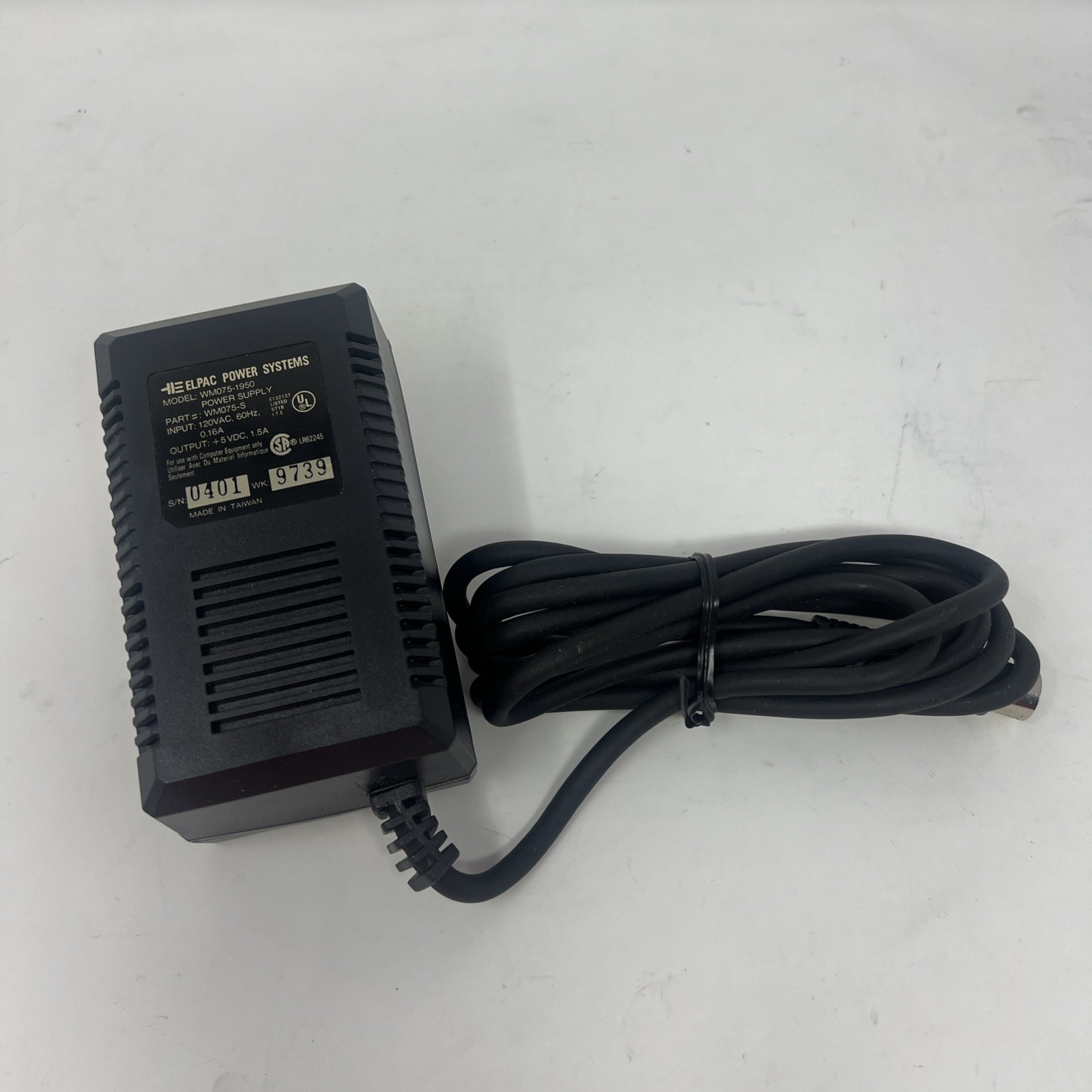 Elpac Class 2 Power Supply – Model NO: WM075-1950 – Output: +5 VDC, 1.5A