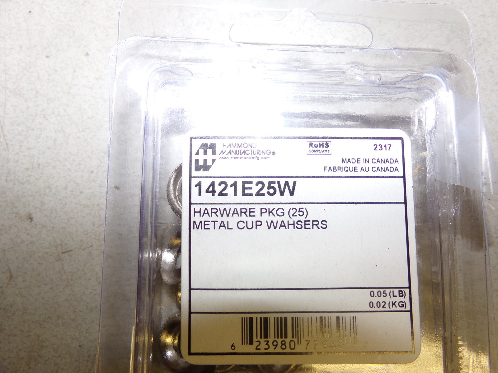 NEW Hammond Manufacturing 1421E25W (25) Metal Cup Washers *FREE SHIPPING*