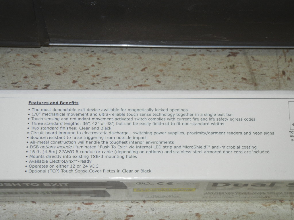 ASSA ABLOY SECURITRON DSB-CL42 NEW PUSH TO EXIT DUAL SENSE BAR DSBCL42