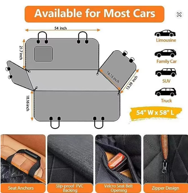 Dog Car Seat Cover Waterproof Pet Dog Carriers Travel Mat Hammock For Small…