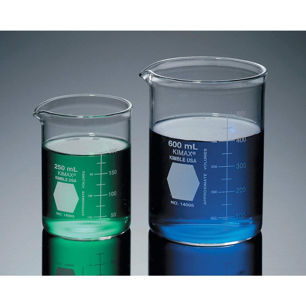 KIMBLE 14005-4000 Beaker,4 L,252 mm H,161 mm Dia,PK4 38VJ97