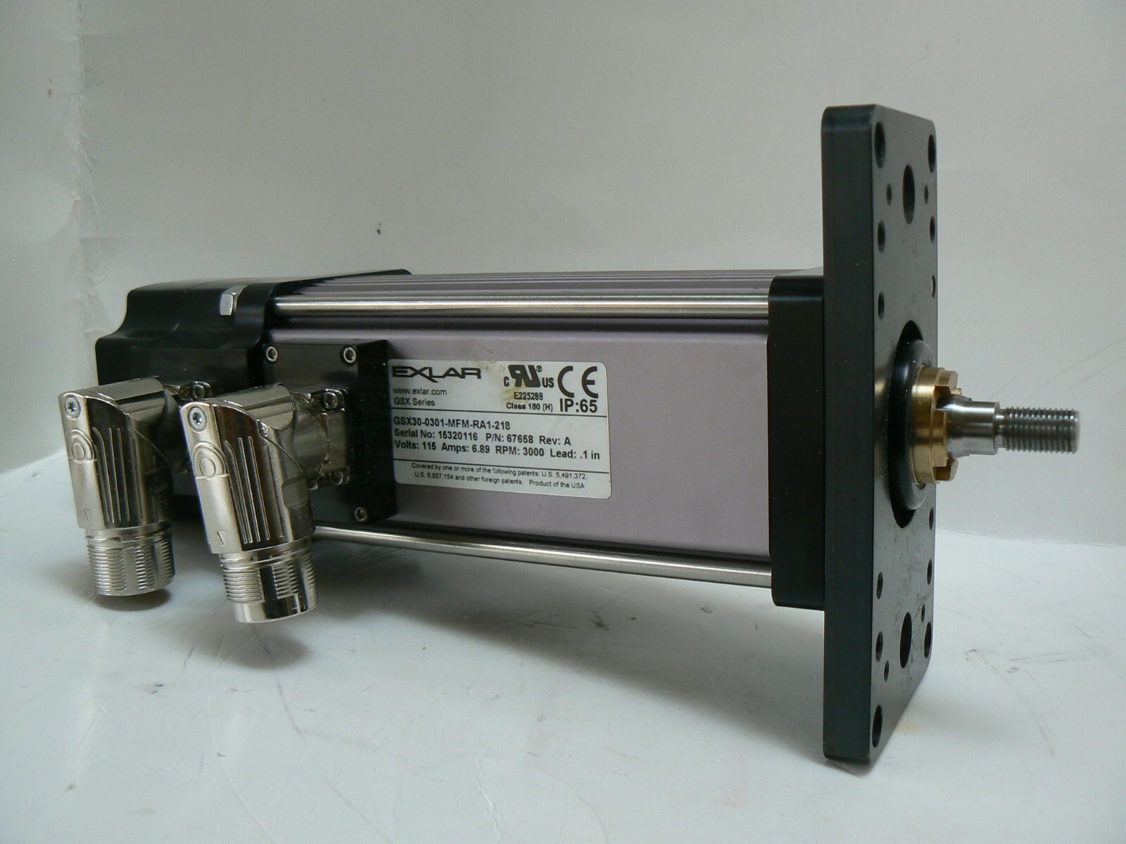 EXLAR, GSX30-0301-MFM-RA1-218, P/N 67658 , Roller Screw Drive, 115V, USED (B+)