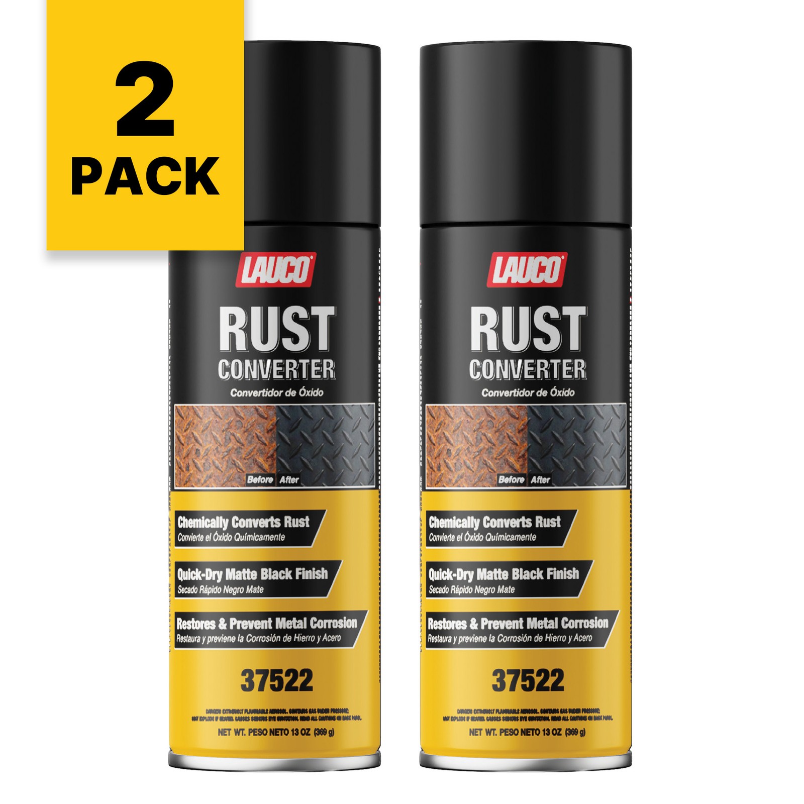 LAUCO Rust Converter Spray 13oz Pack of 2, Fast Dry Rust Remover & Converter