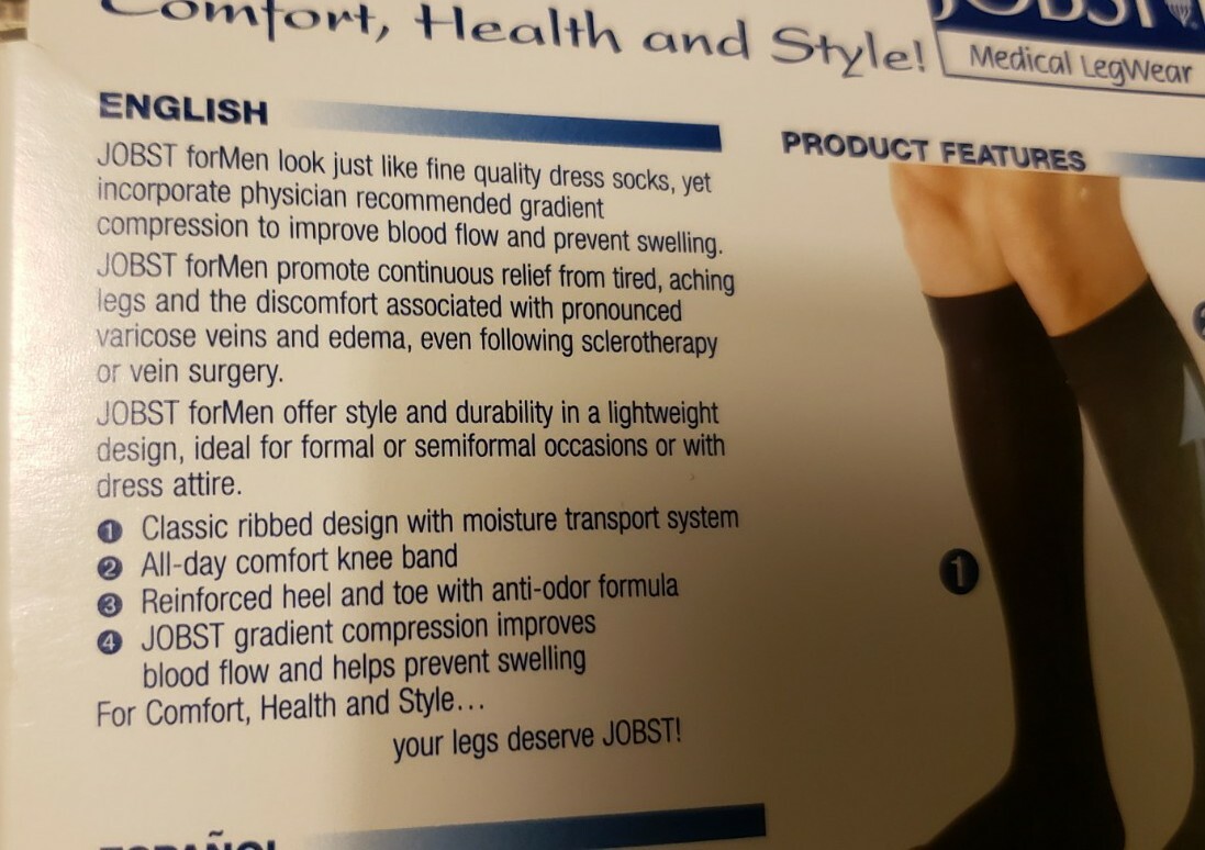 JOBST Medical LegWear Knee High 20-30 mmHg Black X-Large Close-Toe, Men, 1 pair