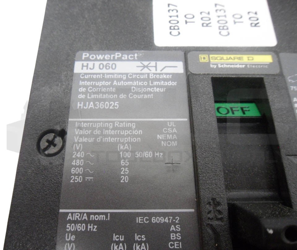 SQUARE D HJA36025 POWERPACT CIRCUIT BREAKER 25A; HJ060