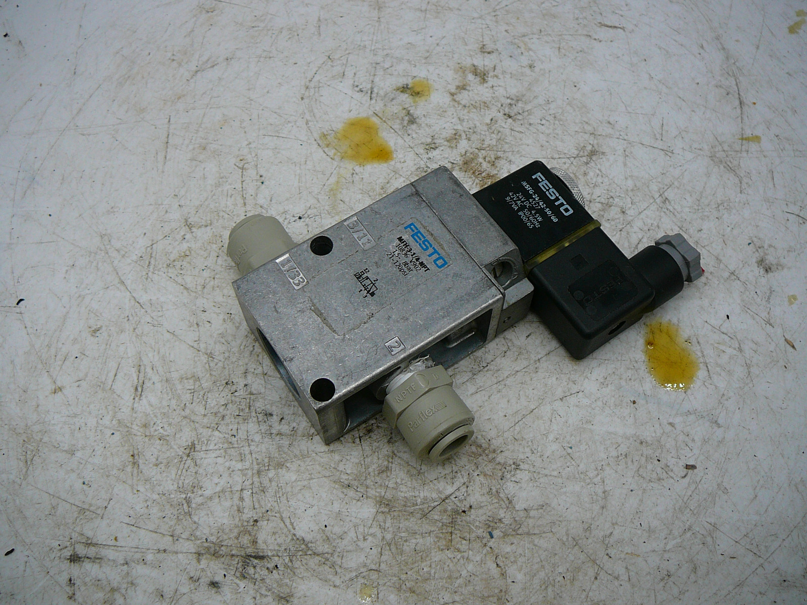 FESTO SOLENOID VALVE MFH-3-1/4-NPT 10836 V902 21-120PSI W/MSFG-24/42-50/60 COIL