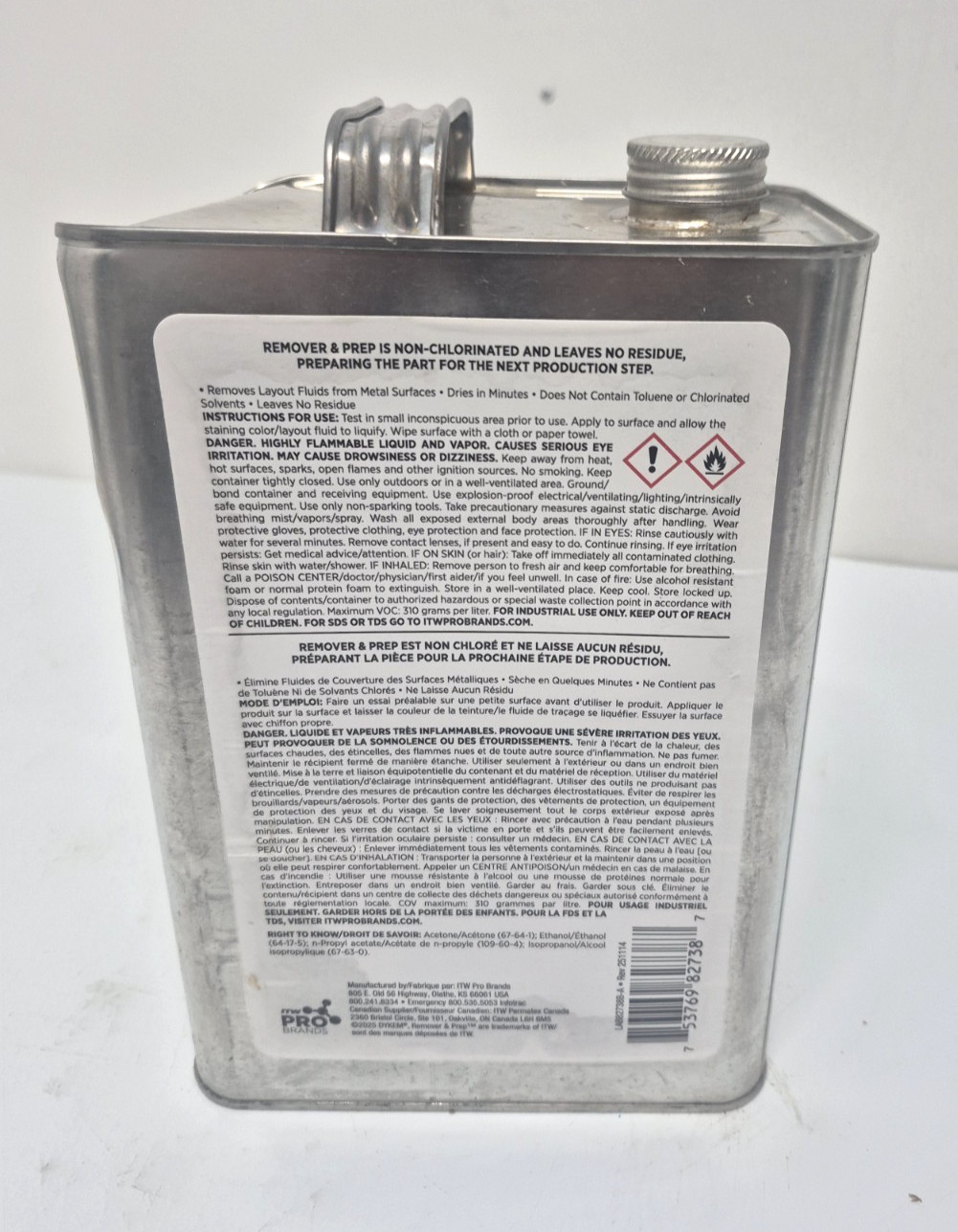 Dykem 82738 Remover & Prep Layout Fluid Remover, 1 Gallon Can