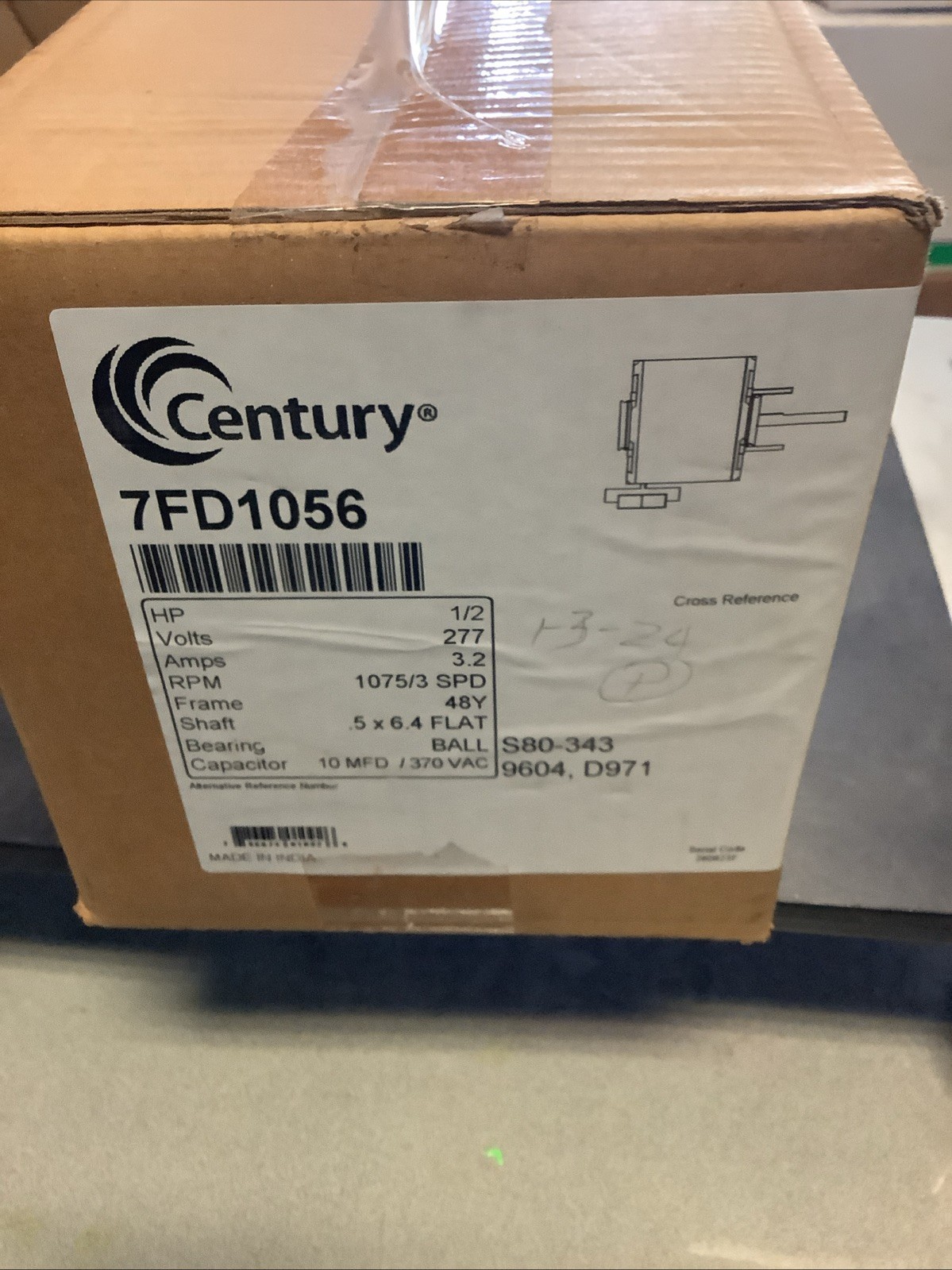 Century 7FD1056 – Motor 1/2HP, 277V, 48Y Frame