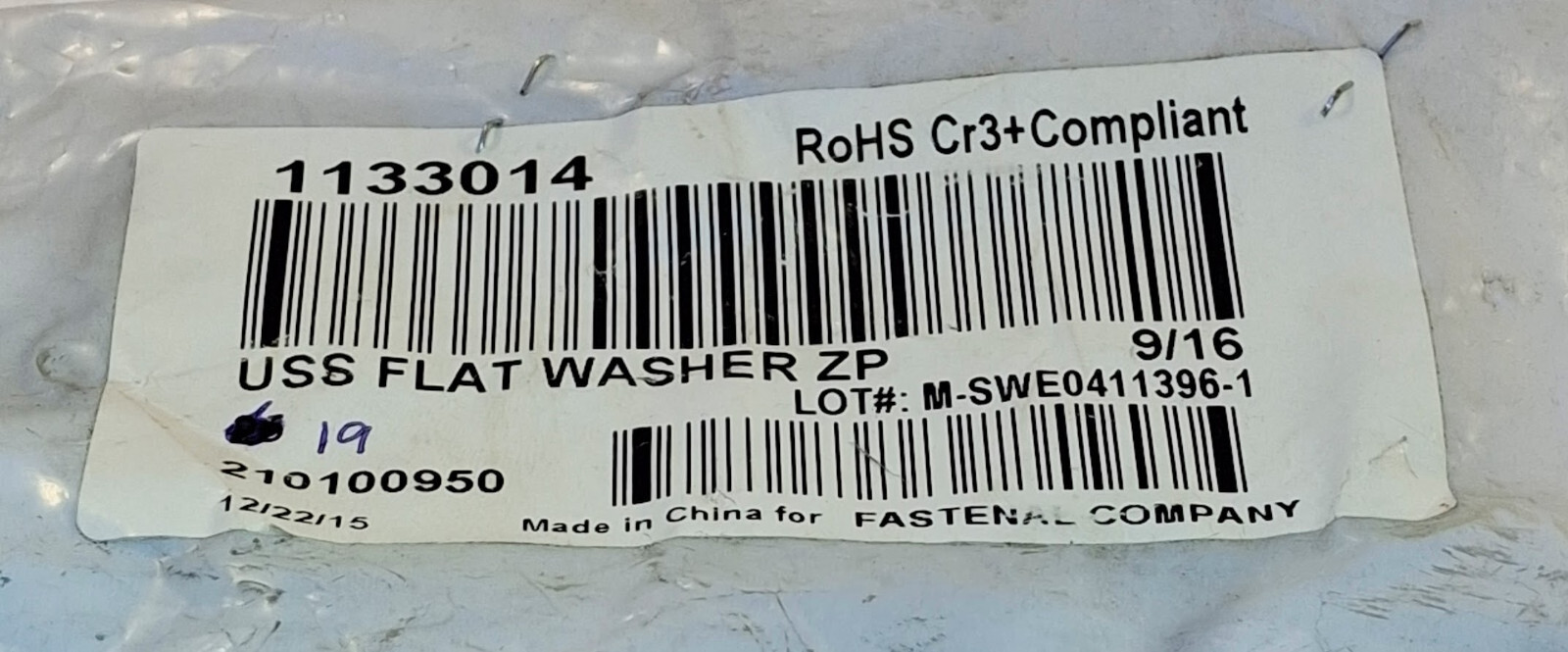 19 NEW FASTENAL USS FLAT WASHERS ZP 9/16 NNB ***MAKE OFFER***