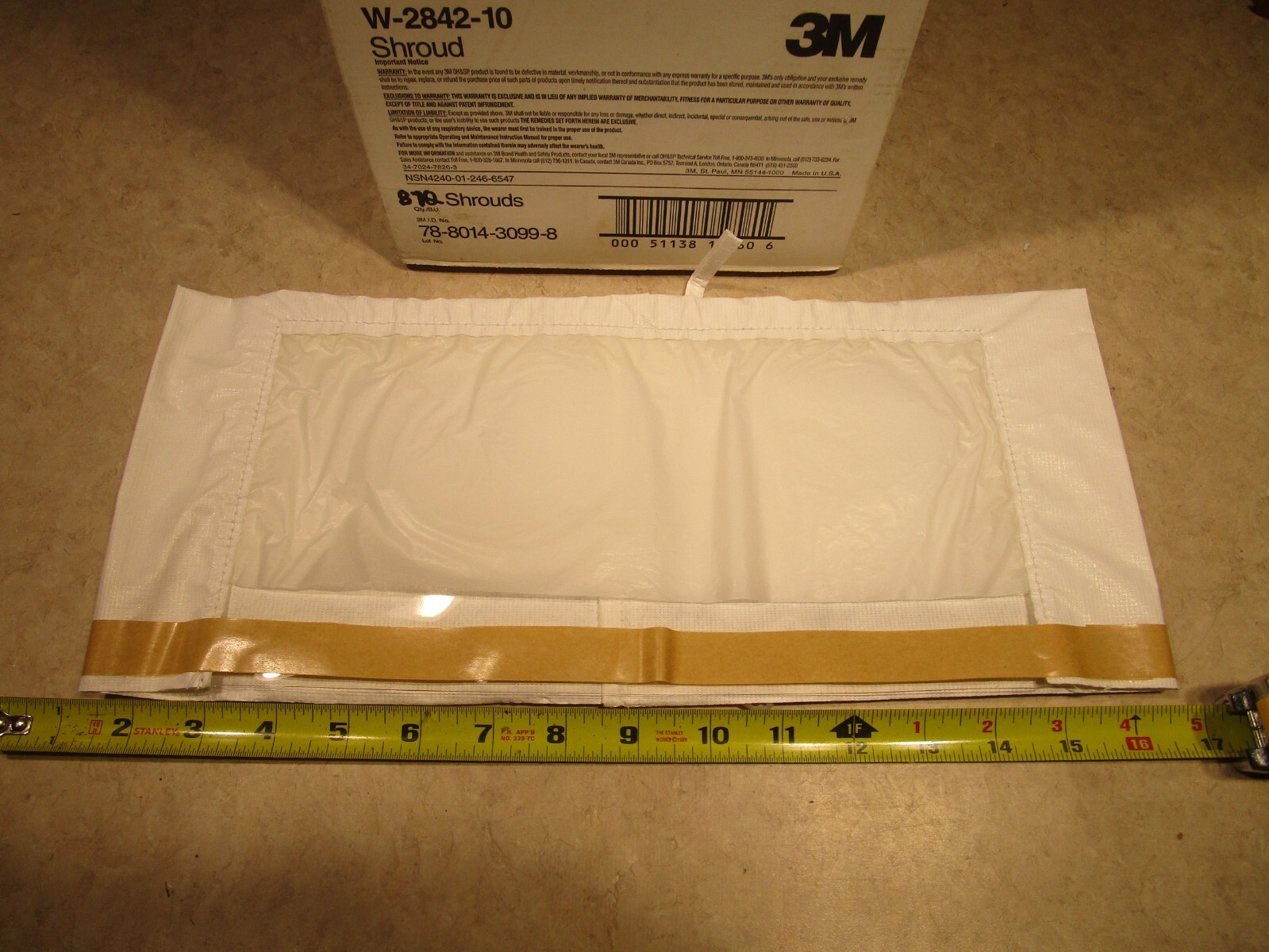 BOX OF 8 3M W-2842-10 WHITE SHROUDS, S0872