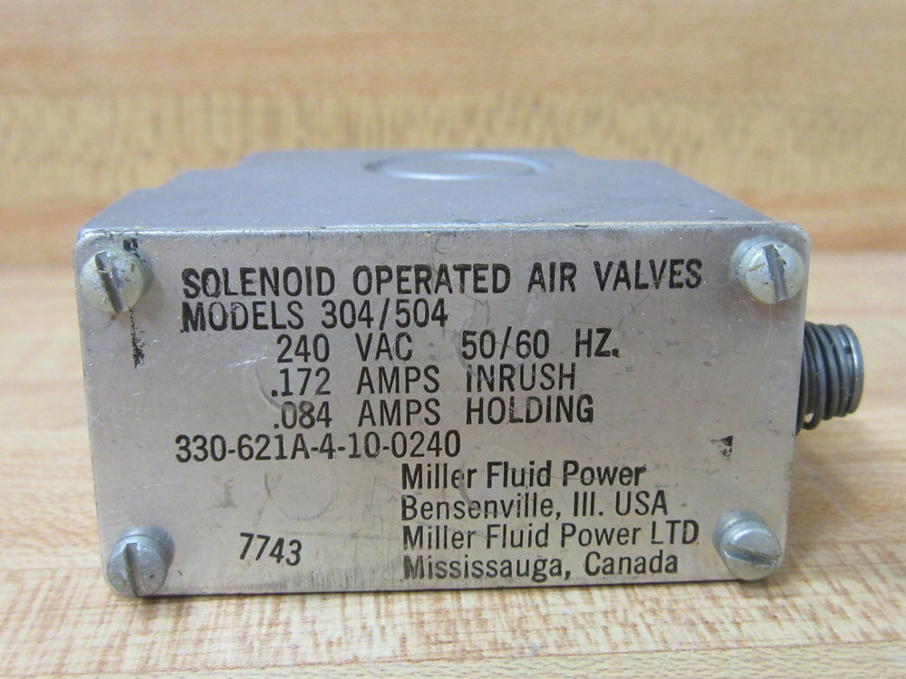 Miller Fluid Power 330-621A-4-10-0240 Solenoid Bonnet 635