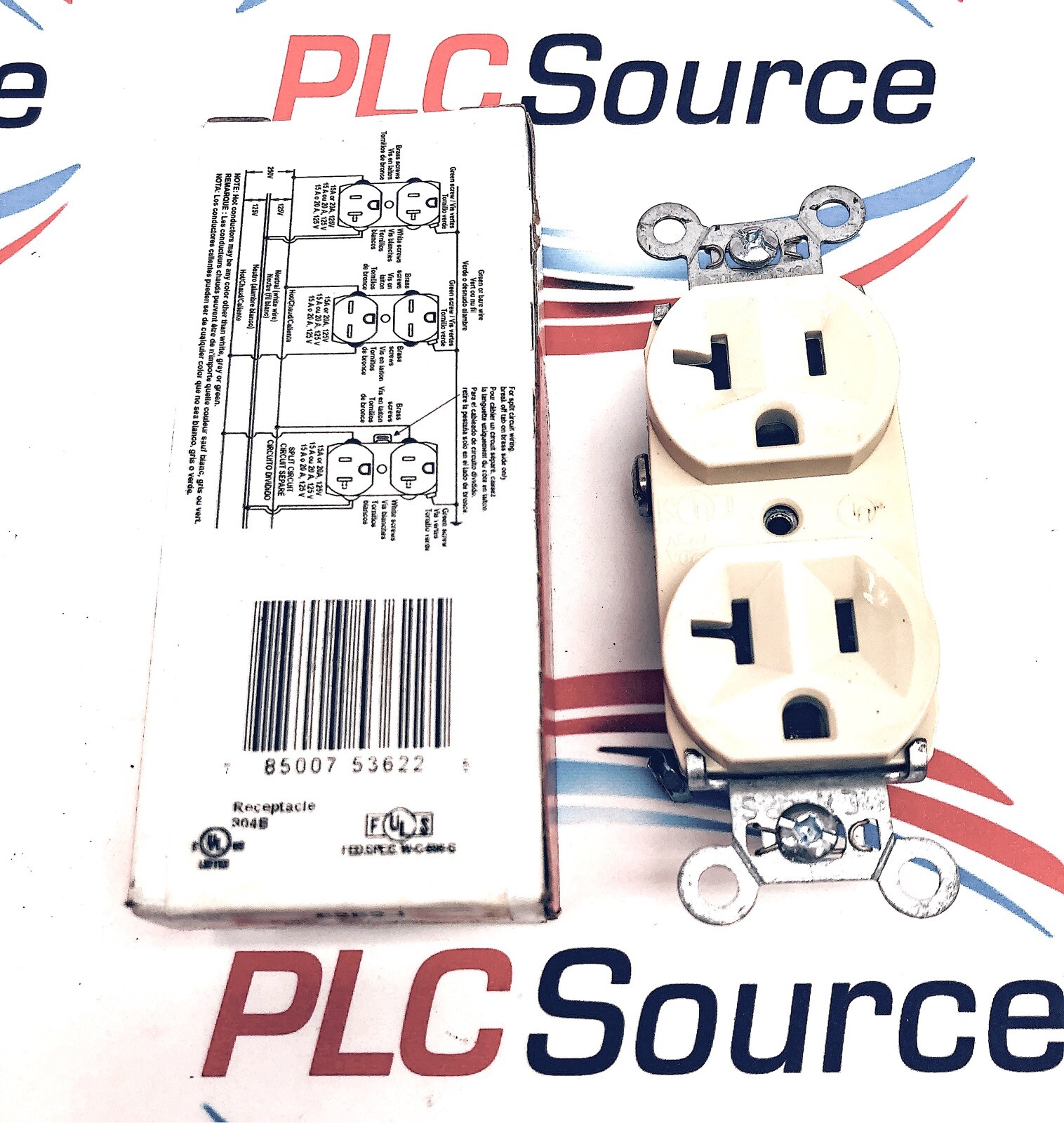 PASS & SEYMOUR 5362-I HEAVY-DUTY SPEC GRADE DUPLEX RECEPTACLE 20A 125V