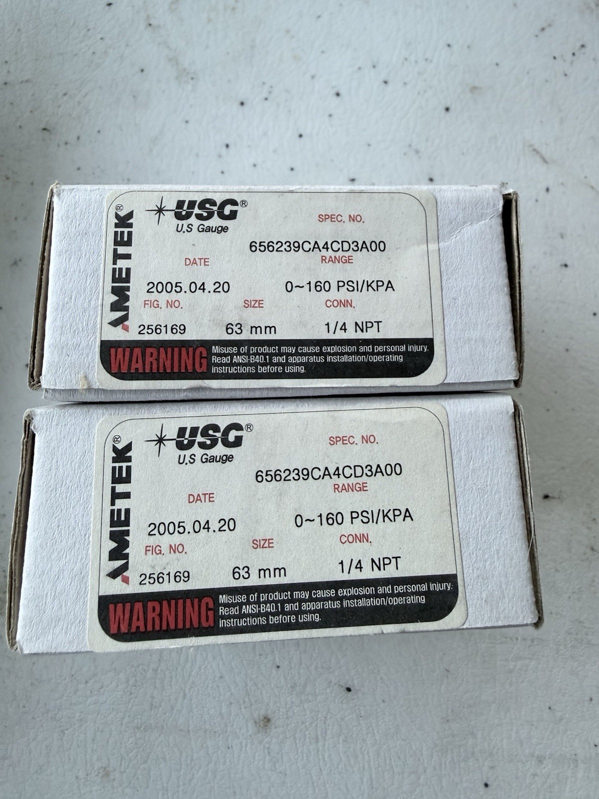 x2 AMETEK USG GAUGE 256169, 0-160 PSI/KPA, 1/4″ NPT SST, 656239CA4CD3A00 #1556D6