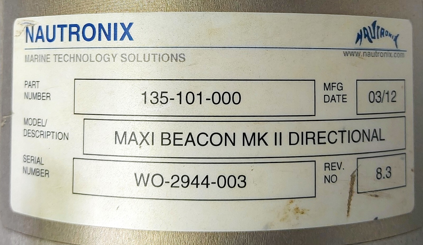 Nautronix 135-101-000 WO-2944-003 Maxi Beacon MK II Directional