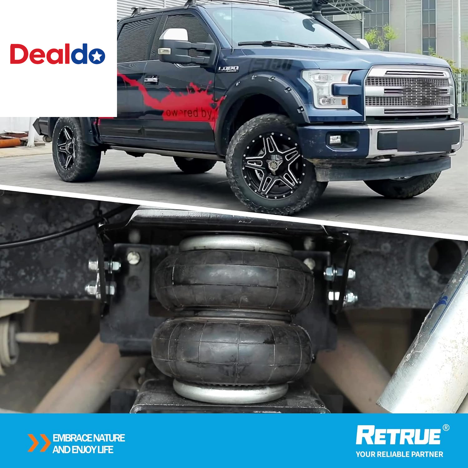 Rear Air Bags Suspension Kit for 2015-2025 Ford F150 Truck Towing, 5000 Lbs of L
