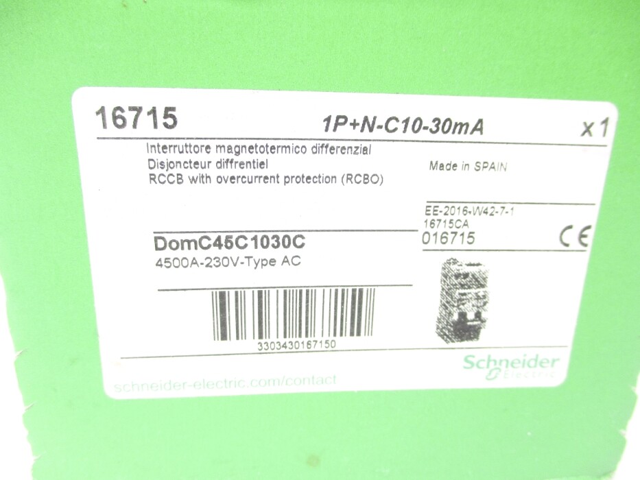 SCHNEIDER ELECTRIC 16715 DOMC45C1030C 10A 230V NSMP