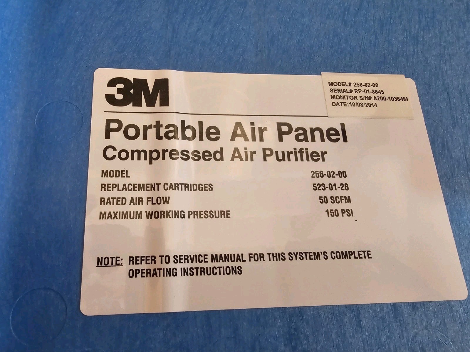 3M™ Portable Compressed Air Filter and Regulator Panel 256-02-00 CO Monitor 5700
