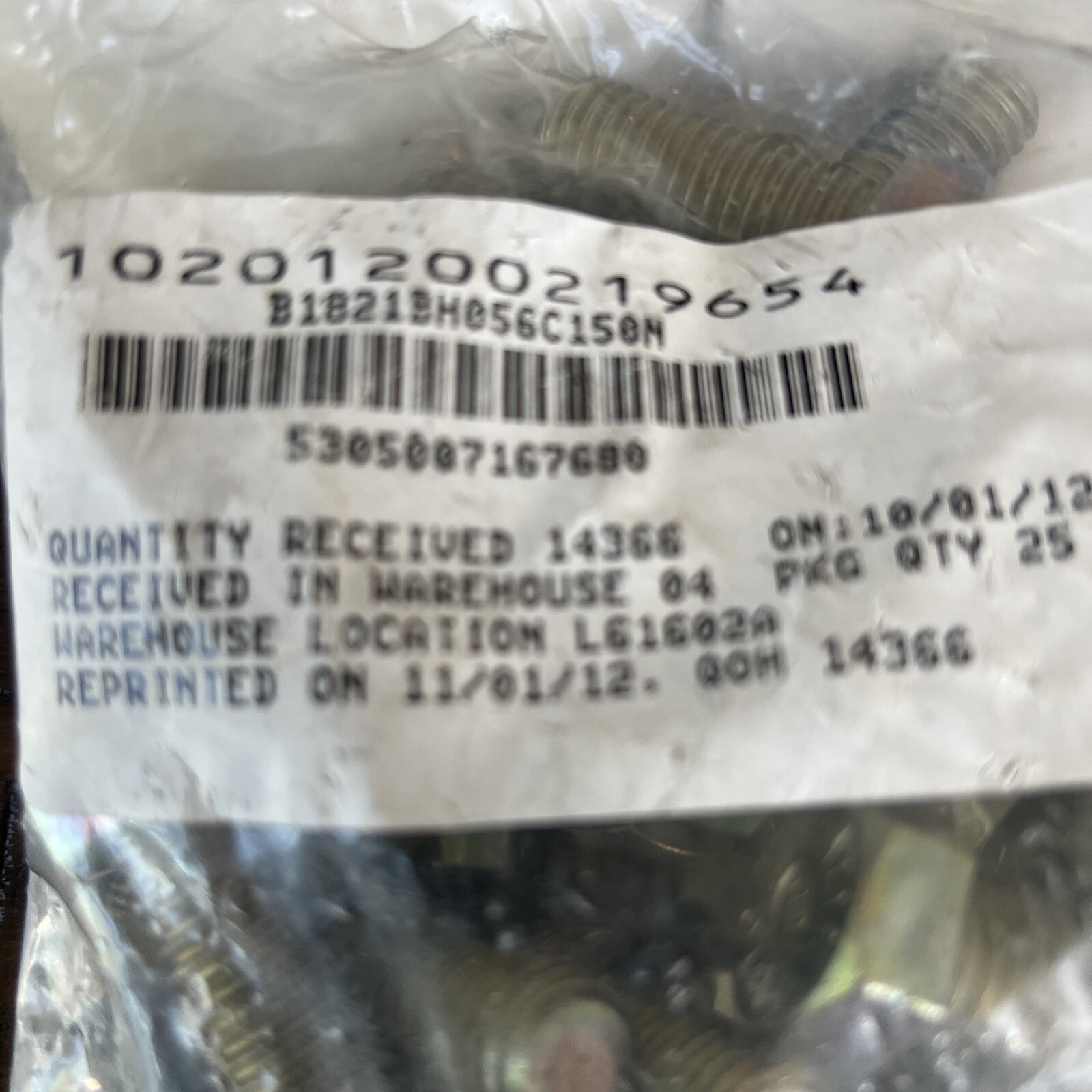25 Pack SCREW HEX HEAD 9/16-12 X 1.50 B1821BH056C150N