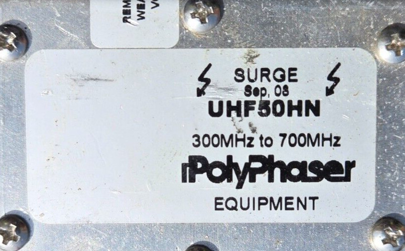 Used Polyphaser UHF50HN 300-700MHz Type N Female / Type N Female