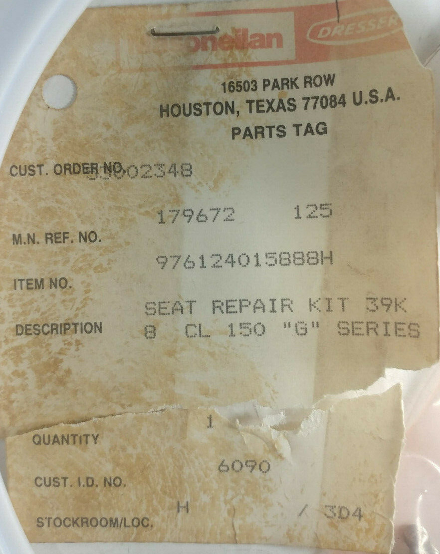 1 NEW MASONEILAN 976124015888H SEAT REPAIR KIT, 39K 8 CL 150 G-SERIES NNB
