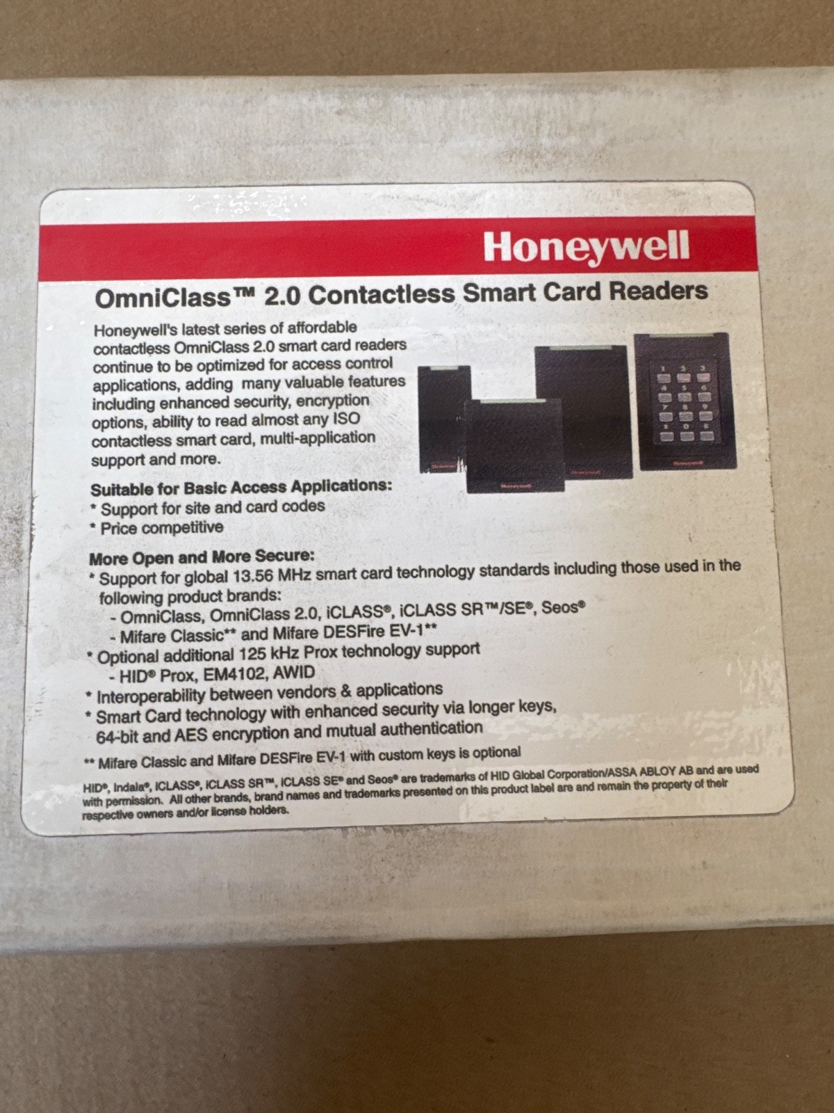Honeywell OM31BHONDT 900PTNTEK0045M-H001 OmniClass 2.0 Multi Technology Reader