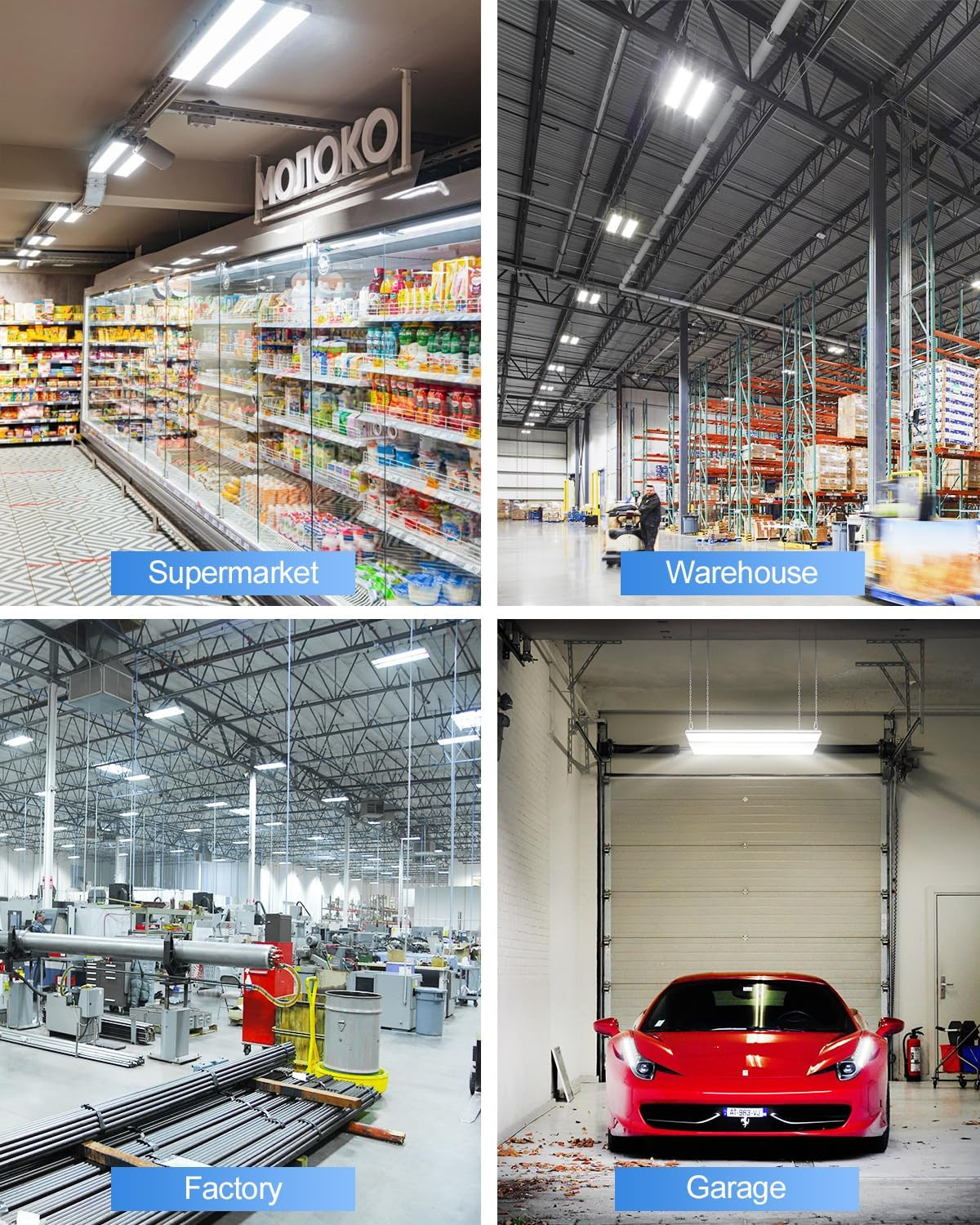 400W LED High Bay Shop Light 60,000LM, 2.2FT High Bay LED Warehouse Light UL Lis