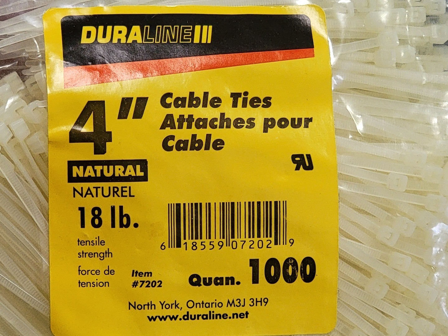 Duraline 4″ Zip Cable Ties 18lbs