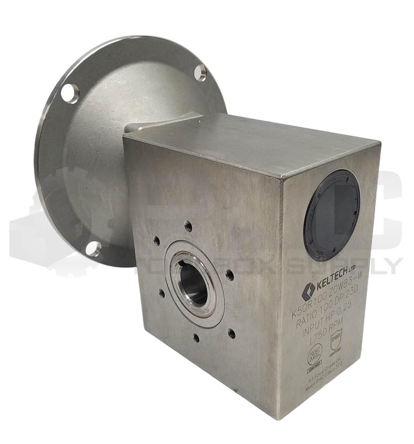NEW KELTECH K50R100Z0WB3-W GEAR REDUCER RATIO 100 DP 23D, INPUT 0.25HP 1750RPM
