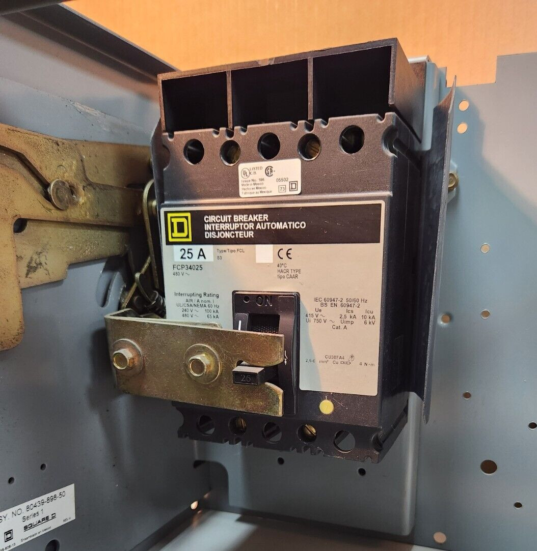 😎 SQUARE D 25 AMP BREAKER 12″ MCC FEEDER BUCKET MODEL 6 480Y/277 VAC 3 PHASE