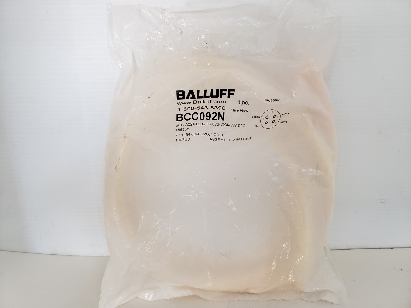 BALLUFF BCC A324-0000-10-072-VX44W6-020-186358 CORDSET (BCC092N) NIB