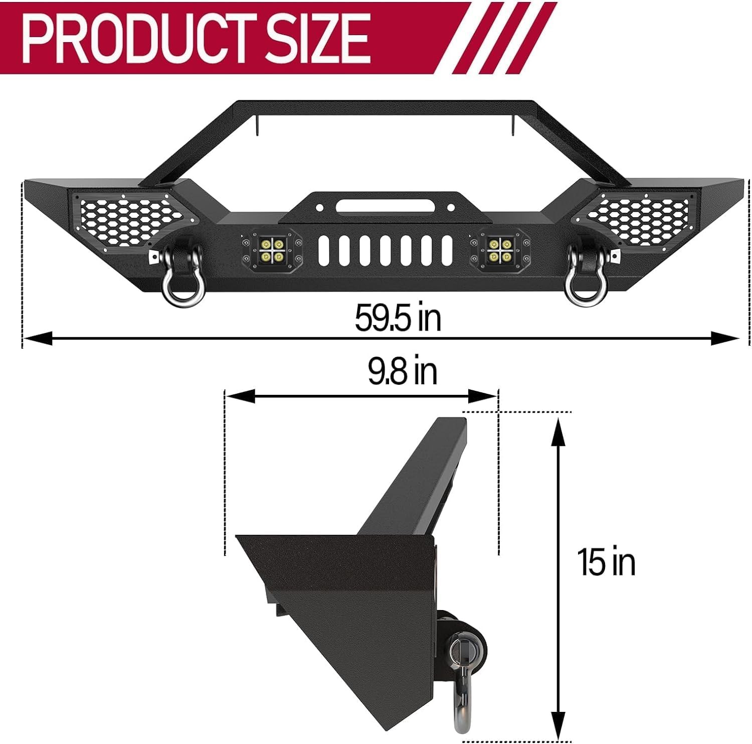 Garvee Front Bumper Compatible with Wrangler TJ 1997-2006 (2/4 Doors), Full W…