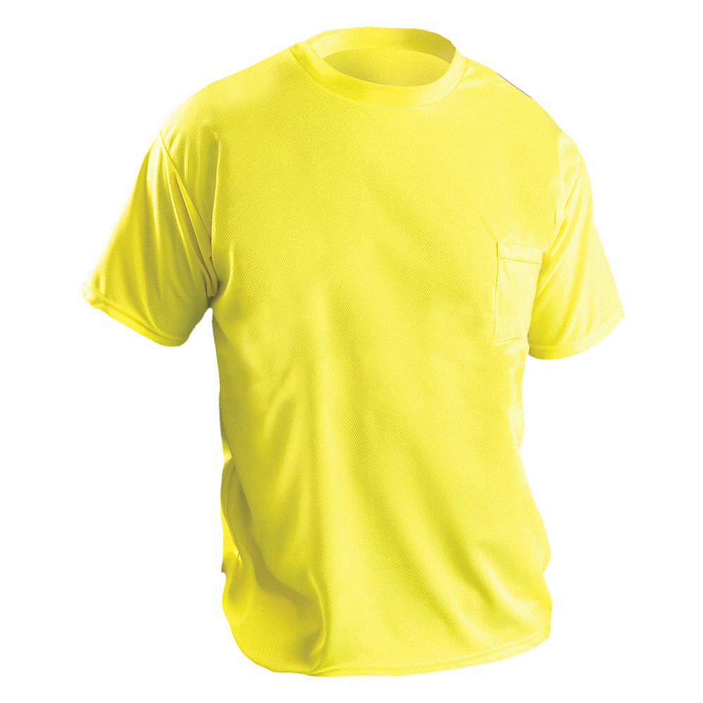 OCCUNOMIX LUX-XSSPB-YM T-Shirt,Hi-Vis Yellow,28 in. L,M 48PZ07