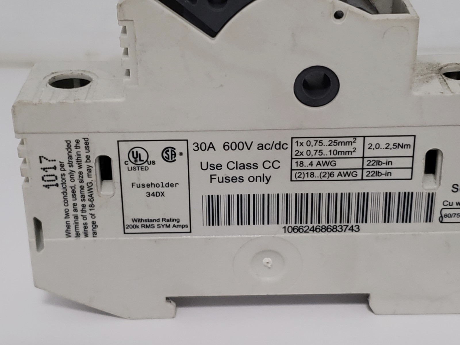 ALLEN BRADLEY 1492-FB1C30 FUSE HOLDER 30A 600V CLASS CC (LOT OF 4)