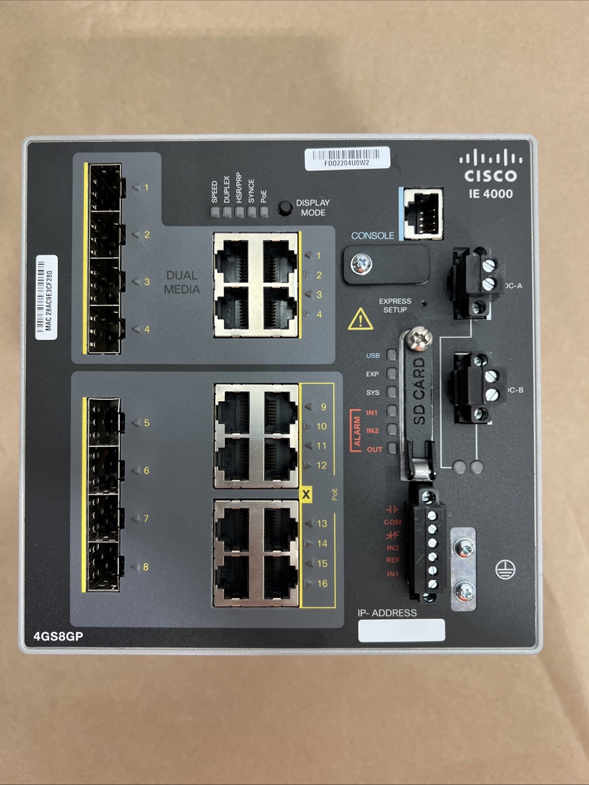 Cisco IE-4000-4GS8GP4G-E Industrial Ethernet IE 4000 Switch