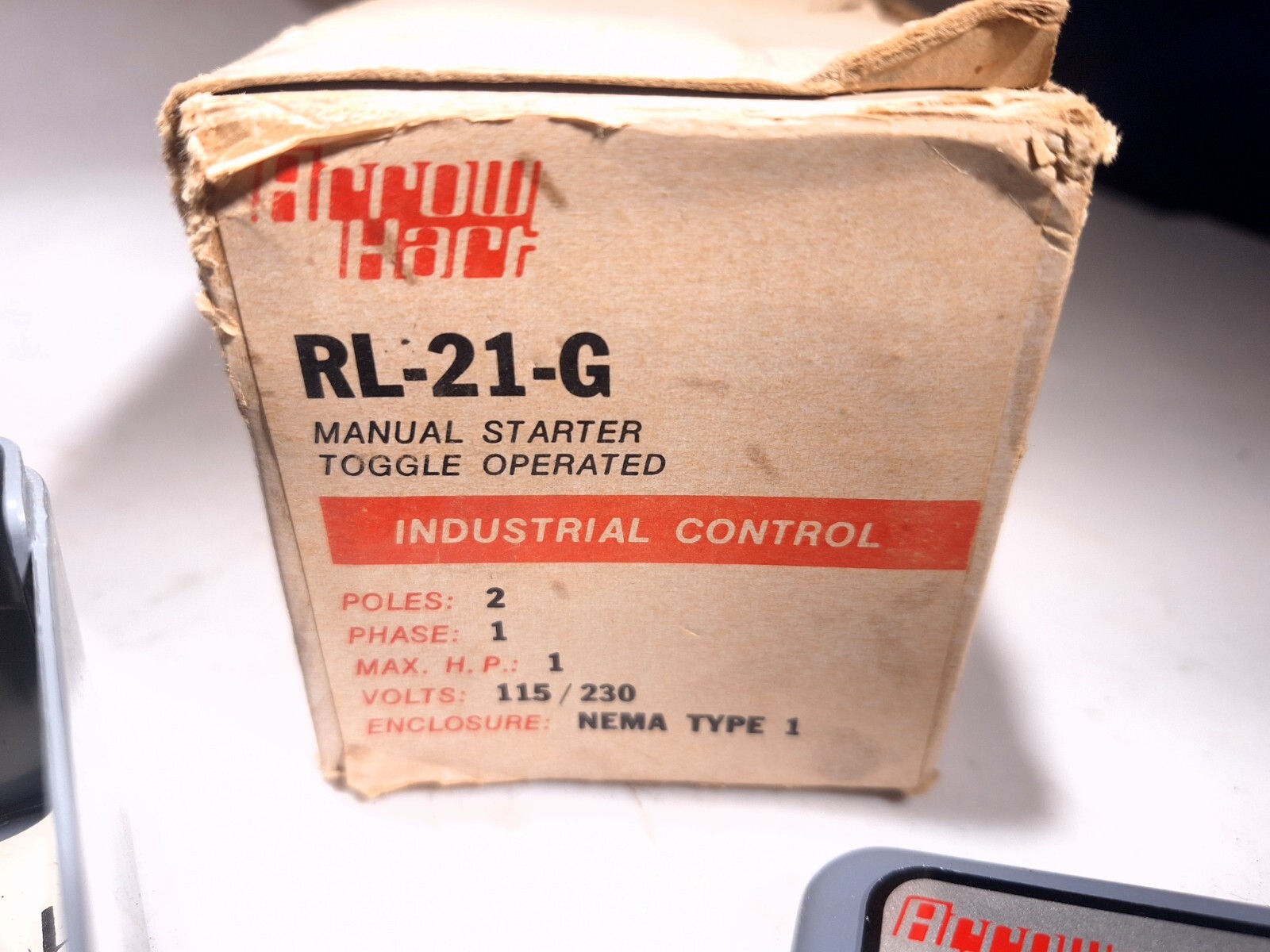 ARROW HART RL-21-G MANUAL STARTER NEMA 1 ENCLOSURE 2 POLE 115/230V RL21G