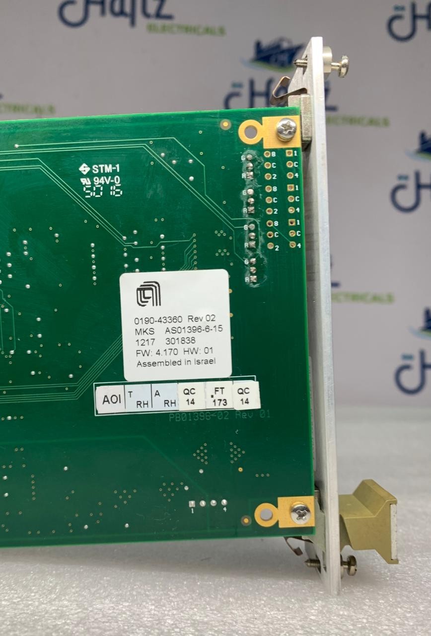 MKS Instruments CDN396R /AS01396-6-15 PCB Card 0190-43360 REV. 02 FW:4.170 HW:01