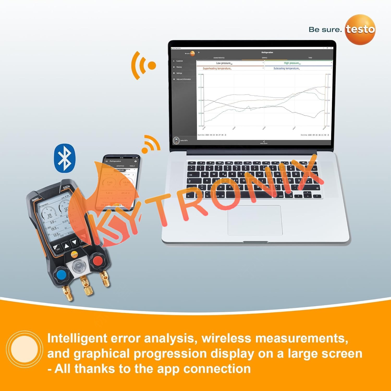 Testo 550s SMART KIT 2-Valve Digital Manifold/Wireless Temp Probe