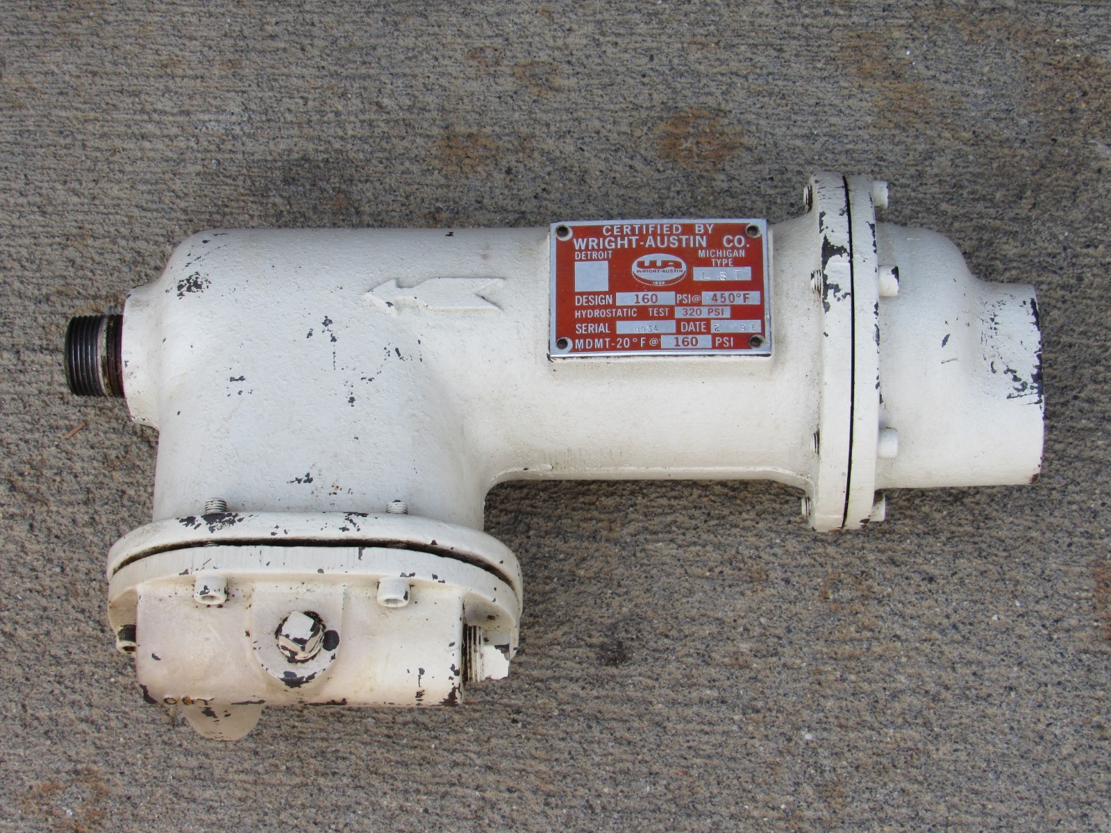 Wright Austin LST separator water oil steam compressed air lines 160 PSI 450 F