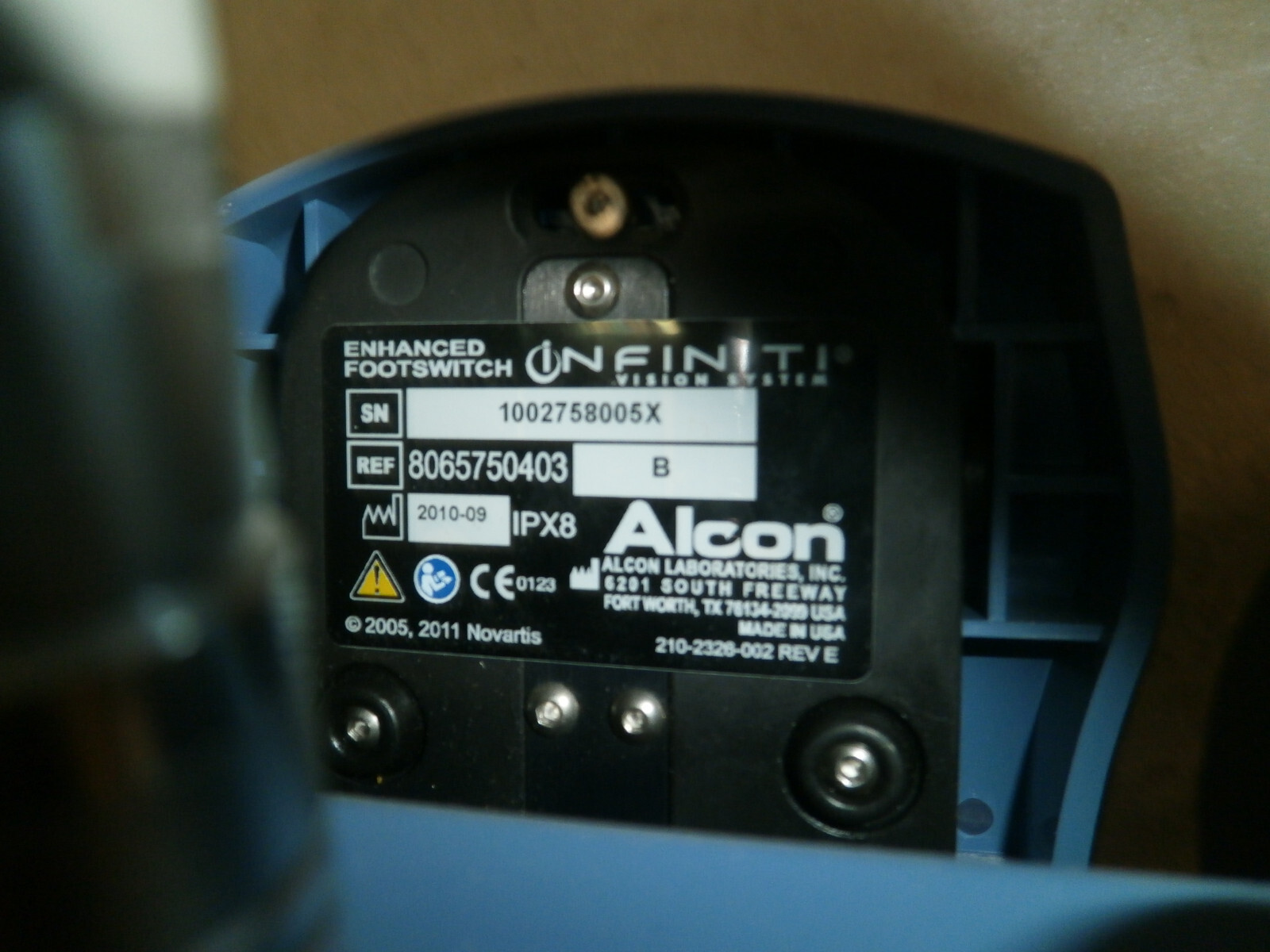 ALCON INFINITI VISION SYSTEM ENHANCED FOOTSWITCH w/ Cable 8065750403 Foot Pedal